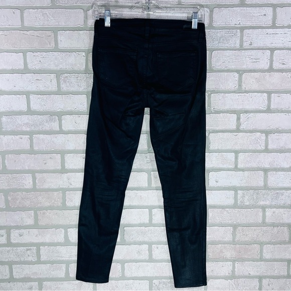 PAIGE Verdugo Ankle Skinny Jeans in Coated Faux Leather Black Silk Wash Size 26 - Picture 7 of 9